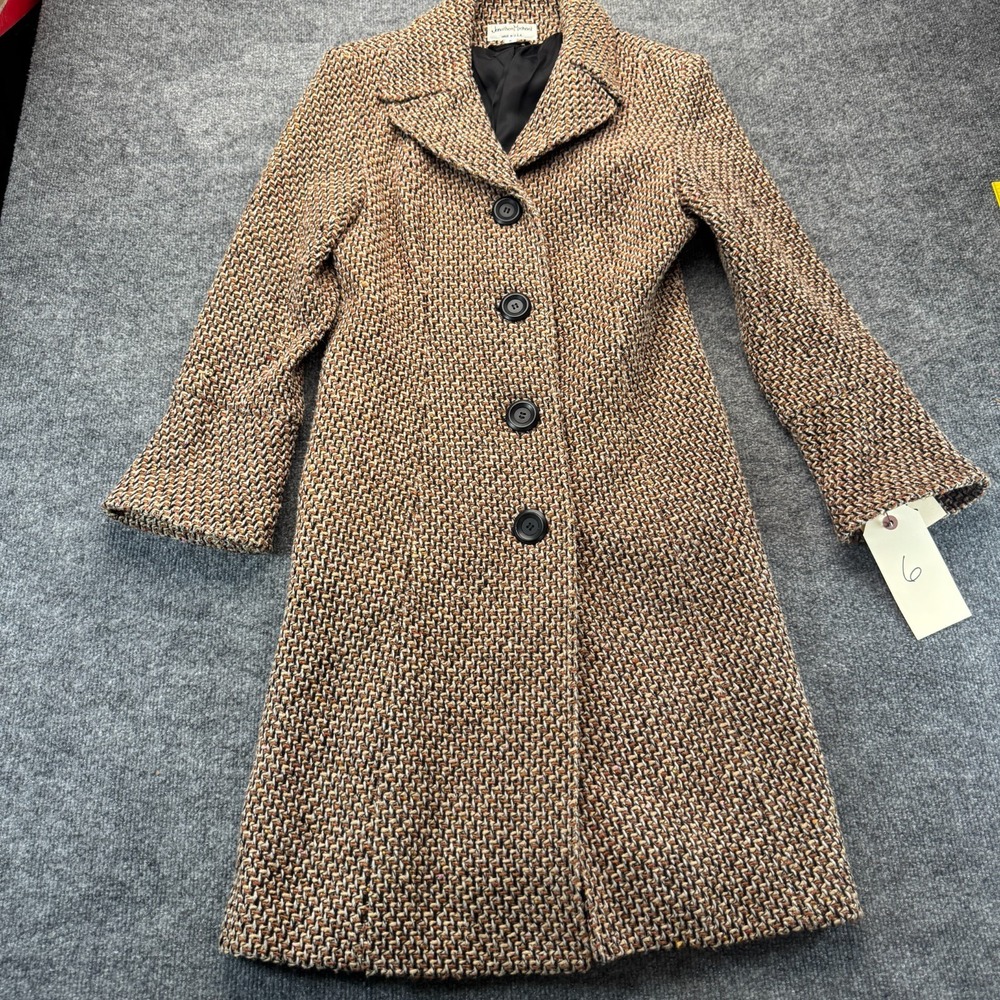 Jonathan Michael Vintage Tweed Wool Blend Coat Brown Marled Knit Womens Size 6